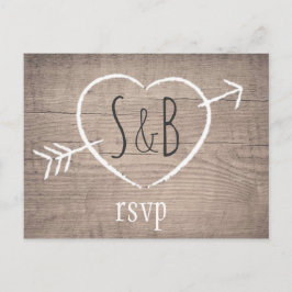 Cartão Postal De Convite Cartão-postal RSVP de Casamento Elegante Rustic Wo