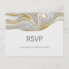 Cartão Postal De Convite Cartão-postal RSVP de Casamento Moderno e Dourado