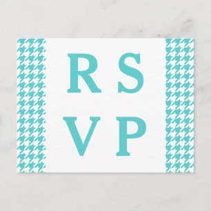 Cartão Postal De Convite Cartão-postal RSVP de Casamento Turquoise Houndsto