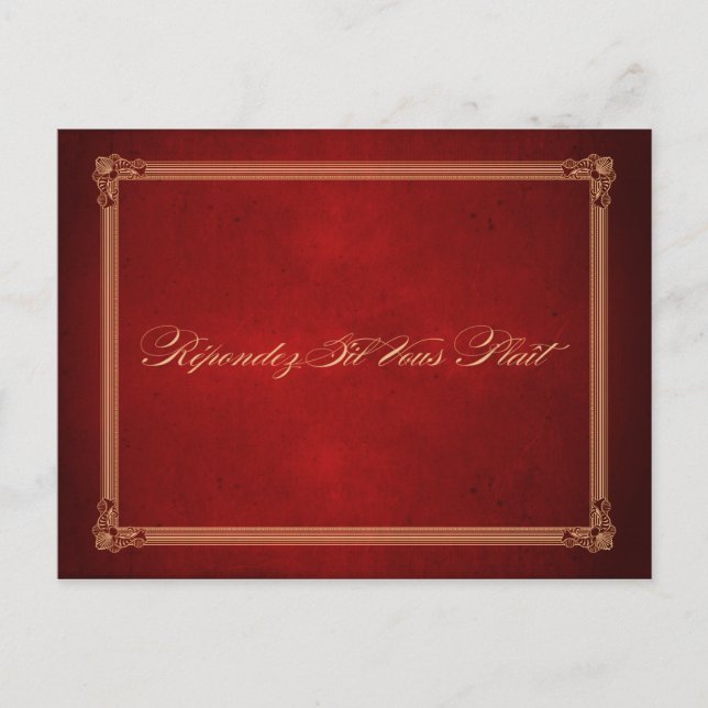 Cartão Postal De Convite Cartão-postal RSVP de Casamento Vermelho Profundo  (Frente)