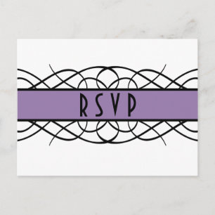 Cartão Postal De Convite Cartão-postal RSVP de Deco Roxo