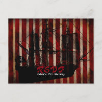 Cartão-postal RSVP de Festa de aniversário Grunge 