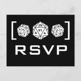 Cartão Postal De Convite Cartão-postal RSVP de Jogador de Dice D20 Preto