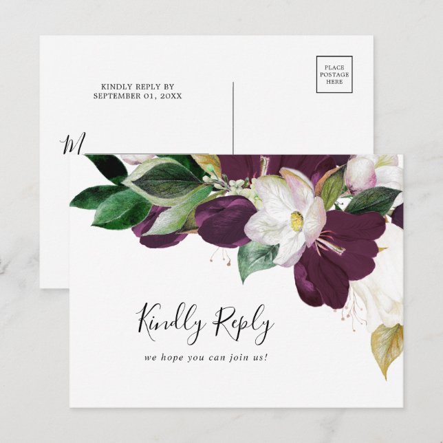 Cartão Postal De Convite Cartão-postal RSVP de Solicitação de Música de Blo (Frente/Verso)