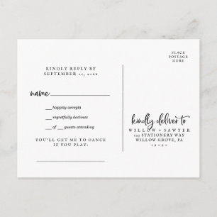 Cartão Postal De Convite Cartão-postal RSVP de Solicitação de Música de Scr