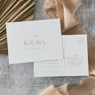 Cartão Postal De Convite Cartão-postal RSVP de Solicitação de Música Dourad