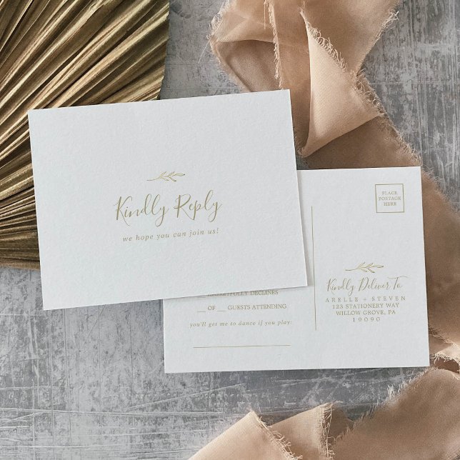 Cartão Postal De Convite Cartão-postal RSVP de Solicitação de Música Dourad (Criador carregado)