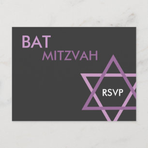 Cartão Postal De Convite Cartão-postal RSVP do Bat Moderno Mitzvah