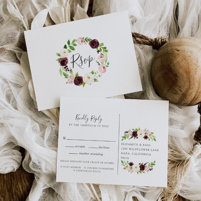 Cartão Postal De Convite Cartão-postal RSVP do Romance Blush com opção de r (Criador carregado)