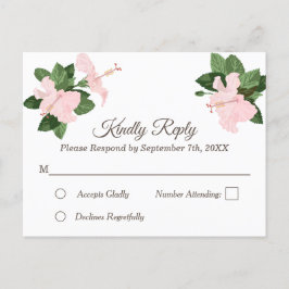 Cartão Postal De Convite Cartão-postal RSVP Floral com Hibiscus Branco