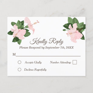 Cartão Postal De Convite Cartão-postal RSVP Floral com Hibiscus Branco