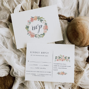 Cartão Postal De Convite Cartão-postal RSVP Floral de Verão com opção de re