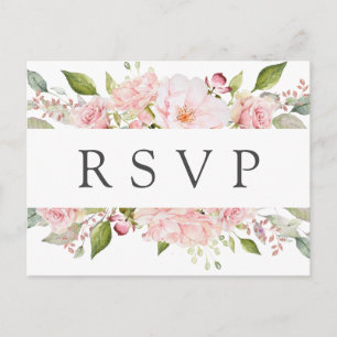 Cartão Postal De Convite Cartão-postal RSVP Floral Rosa com Escolha de Refe