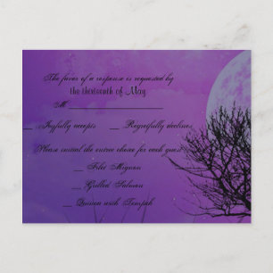 Cartão Postal De Convite Cartão-postal RSVP RSVP Purple Noite Gótica Elegan