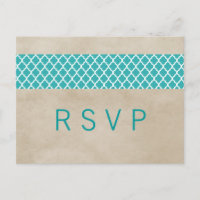 Cartão-postal Teal Rustic Quatrefoil