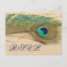 Cartão Postal De Convite cartão rsvp de Casal Azul Pavão