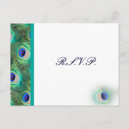 Cartão Postal De Convite cartão rsvp de Casal Azul Pavão