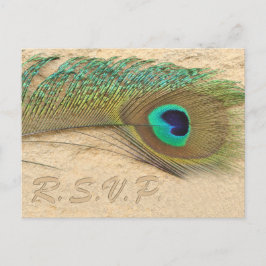 Cartão Postal De Convite cartão rsvp de Casal Azul Pavão