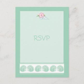 Cartão Postal De Convite Cartão RSVP de Casamento de Casamento de Seashells
