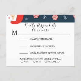 Cartão Postal De Convite Cartão RSVP de Casamento de Papai Noel