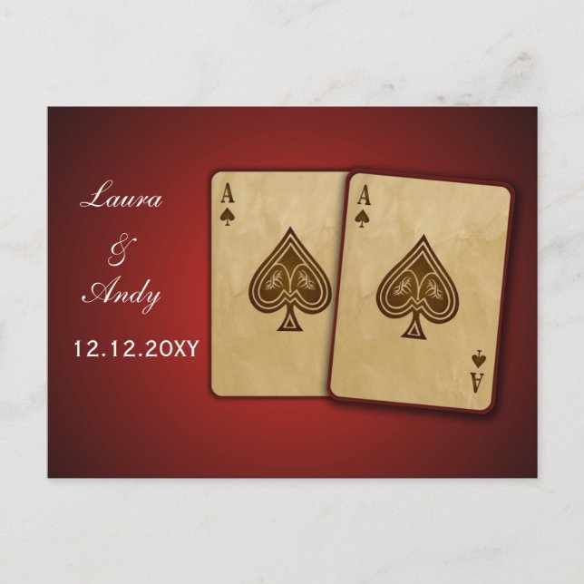 Cartão Postal De Convite Cartão rsvp de Casamento de Vegas (Frente)