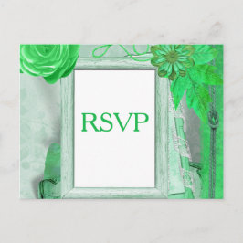 Cartão Postal De Convite Cartão RSVP de Casamento em verde