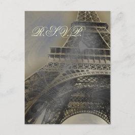 Cartão Postal De Convite cartão rsvp de casamento francês parisiense em tor
