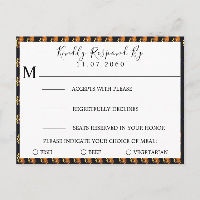 Cartão Postal De Convite Cartão RSVP de Casamento Pumpkins (Frente)