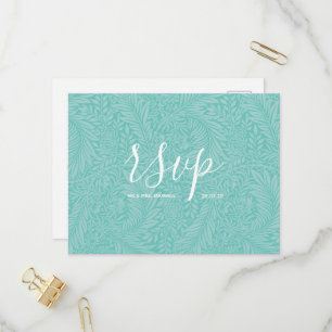 Cartão Postal De Convite Cartão Rsvp de casamento  Script Floral Beach Vib