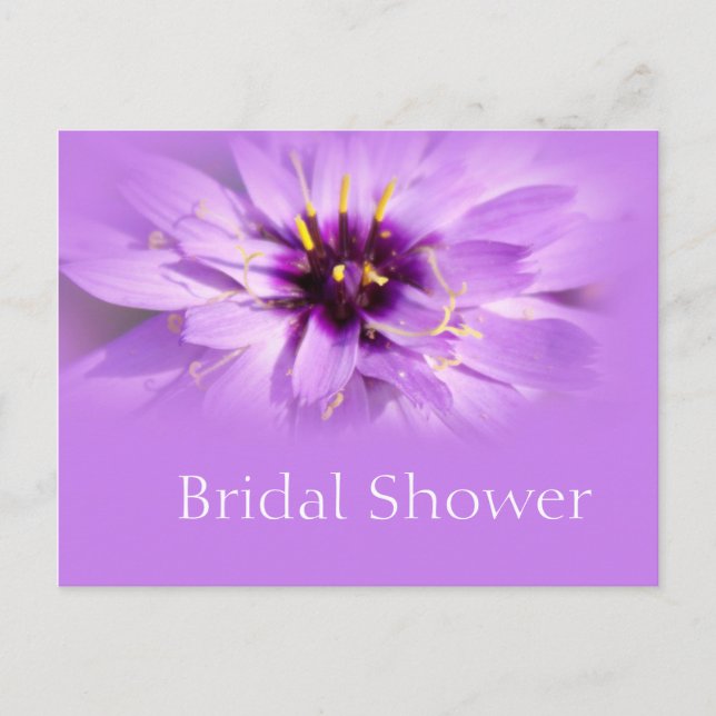 Cartão Postal De Convite Cartaz de chá de panela de flores roxas Elegante (Frente)