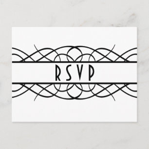 Cartão Postal De Convite Cartaz de RSVP Flourado da Ivory Deco