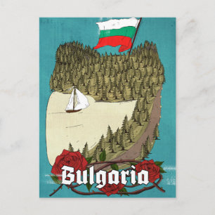 Cartão Postal De Convite Cartaz de Viagem Antigo da Bulgária