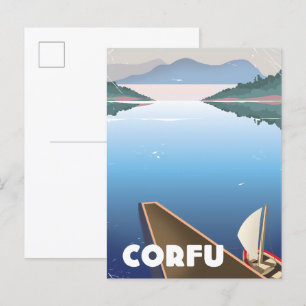 Cartão Postal De Convite cartaz de viagem de Corfu