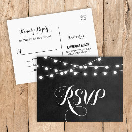 Cartão Postal De Convite Cartaz RSVP de Casamento das Luzes de Cartolina
