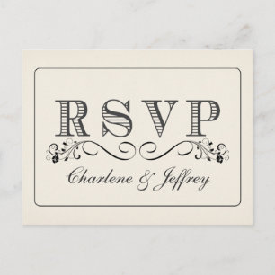 Cartão Postal De Convite Cartões-postais de resposta de casamento brancos V