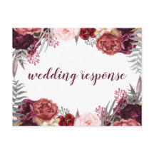 Cartões-postais RSVP de Casamento de Penas Rosa-Ro