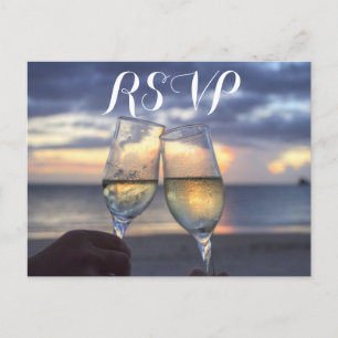 Cartão Postal De Convite Cartões-postais RSVP De Casamento De Praia