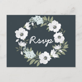 Cartão Postal De Convite Cartões-postais RSVP de Casamento Floral com Wreat