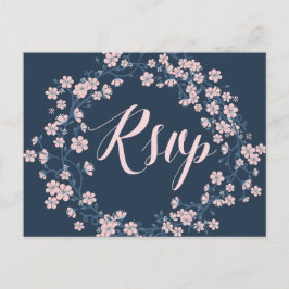 Cartão Postal De Convite Cartões-postais RSVP de Casamento Floral Romântico