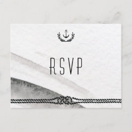 Cartão Postal De Convite Cartões-postais RSVP De Casamento Náutico E Cinza