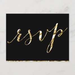 Cartão Postal De Convite Cartões-postais RSVP de Casamento Negro Elegante