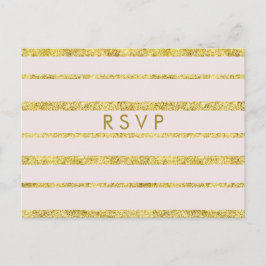 Cartão Postal De Convite Cartões-postais RSVP de Casamento Rosa com Efeito 