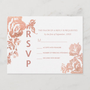 Cartão Postal De Convite Cartões-postais RSVP Floral de Rosa Moderno Elegan