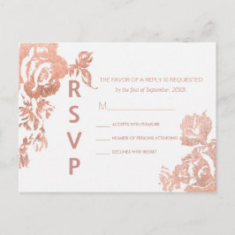 Cartão Postal De Convite Cartões-postais RSVP Floral de Rosa Moderno Elegan