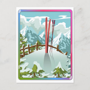 Cartão Postal De Convite Cartografia da paisagem de esqui
