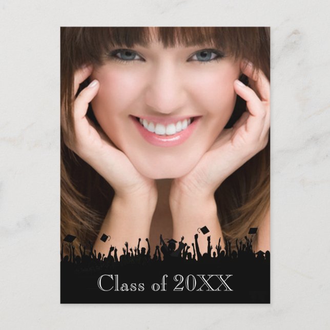 Cartão Postal De Convite Casa Aberta da Classe Silhouette de Graduação de M (Frente)