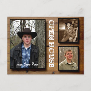 Cartão Postal De Convite Casa aberta da madeira do país