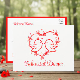 Cartão Postal De Convite Casais Caprichosos Boho Coração Vermelho de Amor E