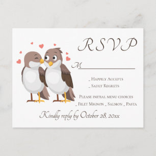 Cartão Postal De Convite Casais de Pássaros Amorosos RSVP Casamento Festa