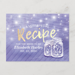 Cartão Postal De Convite Casal Mason Jar String Chá de panela leve Receita